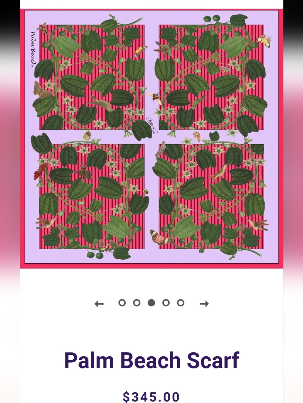 Carson & Co Made To Order Palm Beach Scarf - Pink & Green Botanical Print